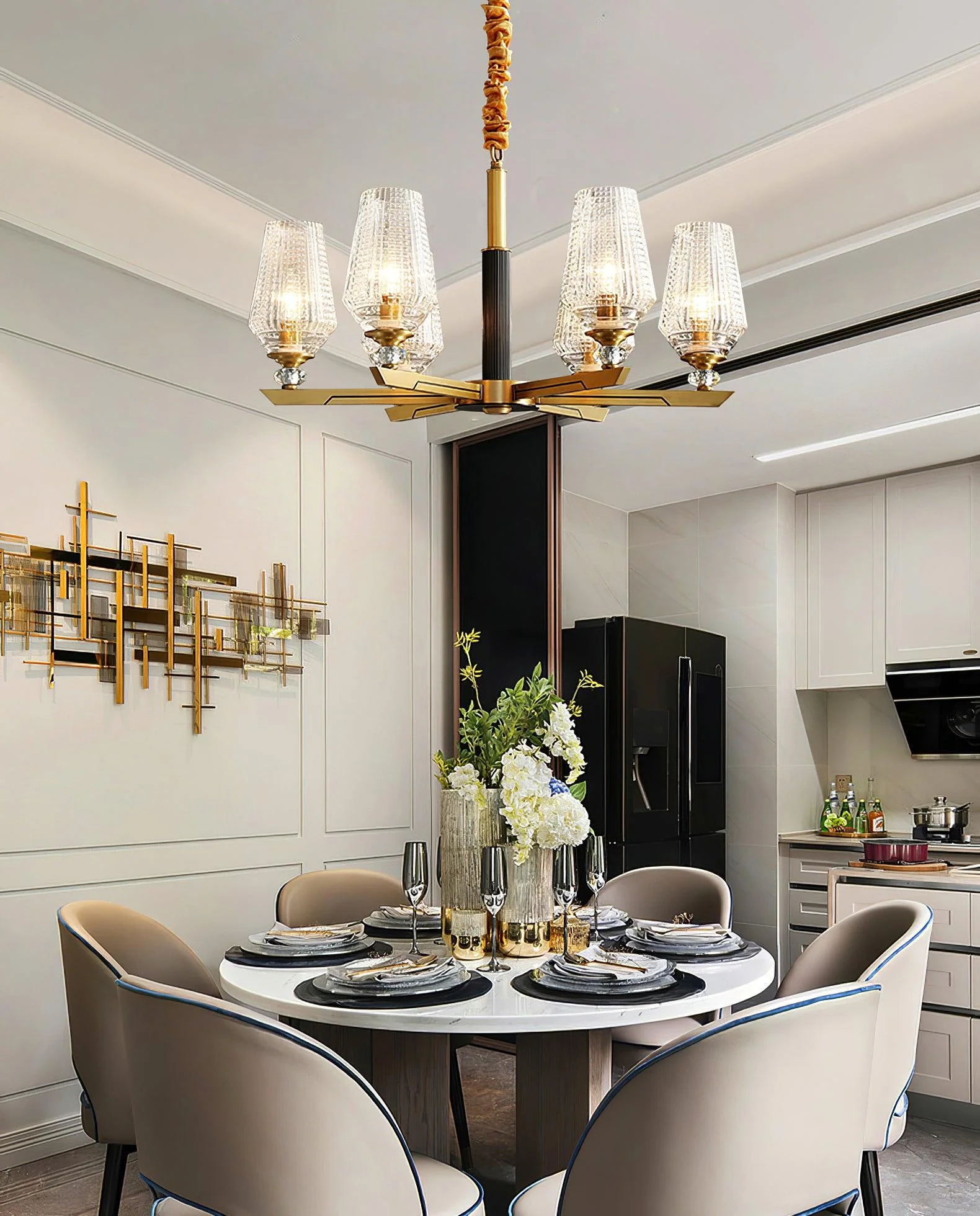 Astra Luxury Hexa Brass Chandelier - Image 18