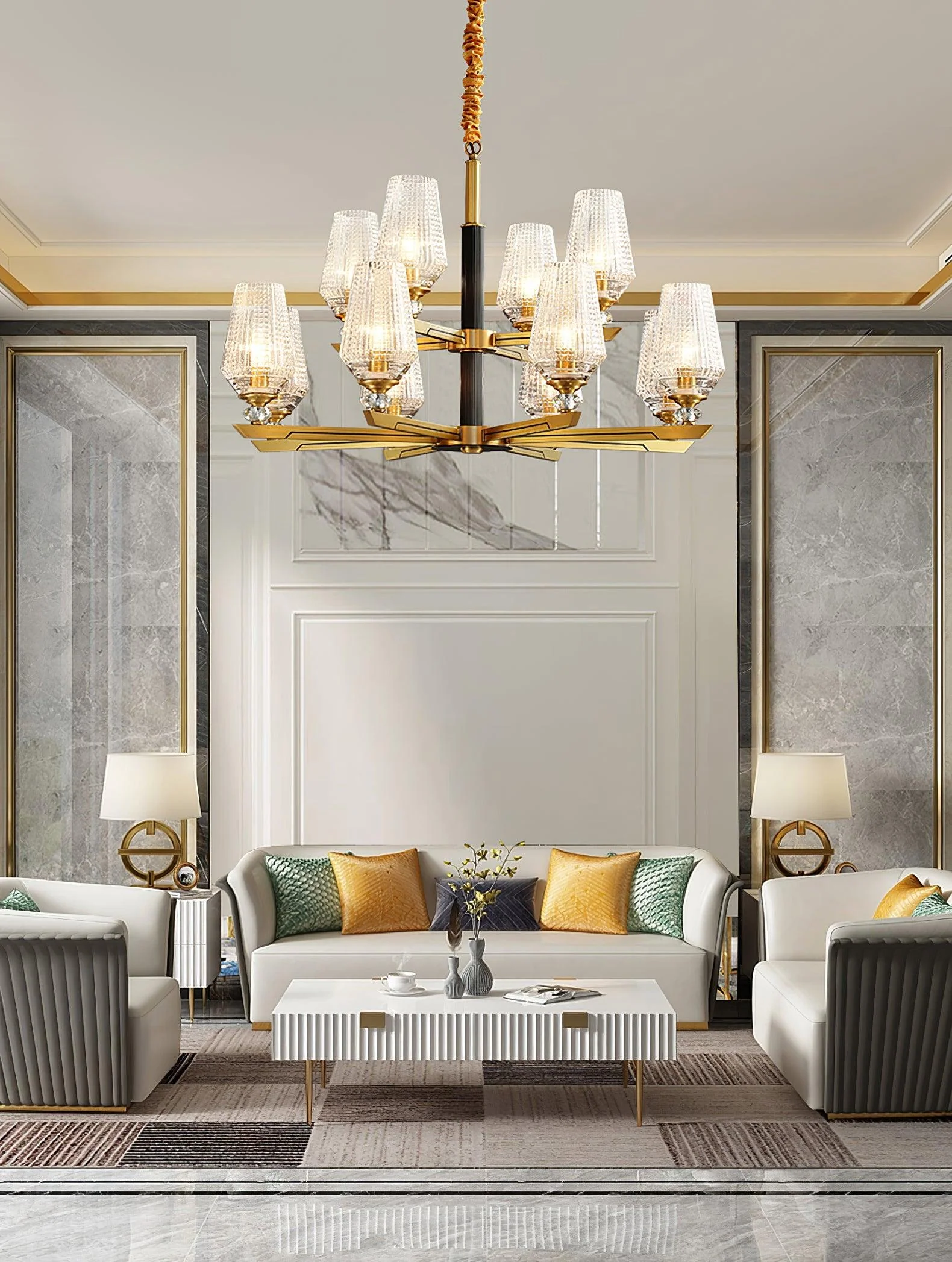 Astra Luxury Hexa Brass Chandelier - Image 19