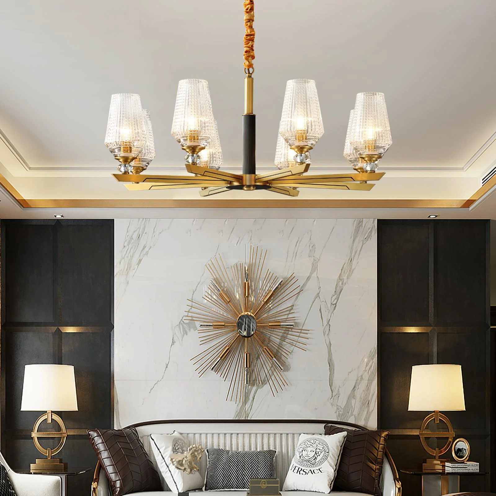 Astra Luxury Hexa Brass Chandelier - Image 4