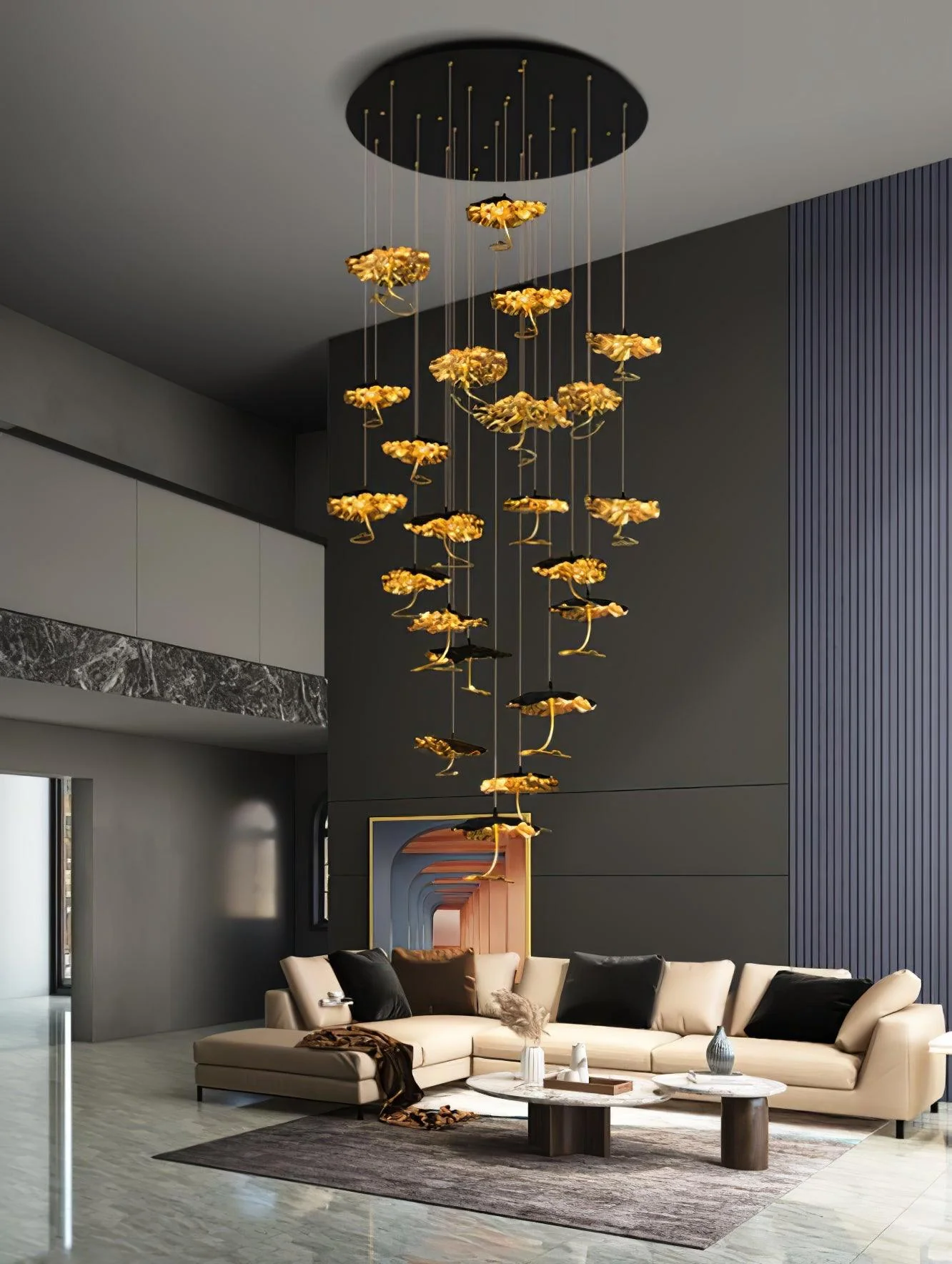 Aureate Cloud Brass Cluster Chandelier - Image 10