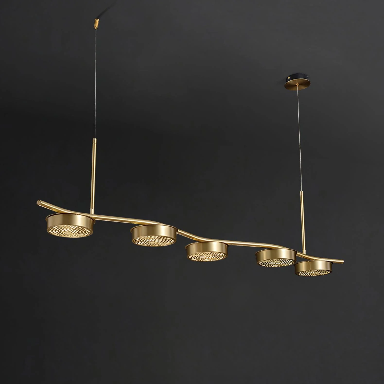 Aureus Sleek Brass Chandelier - Image 12