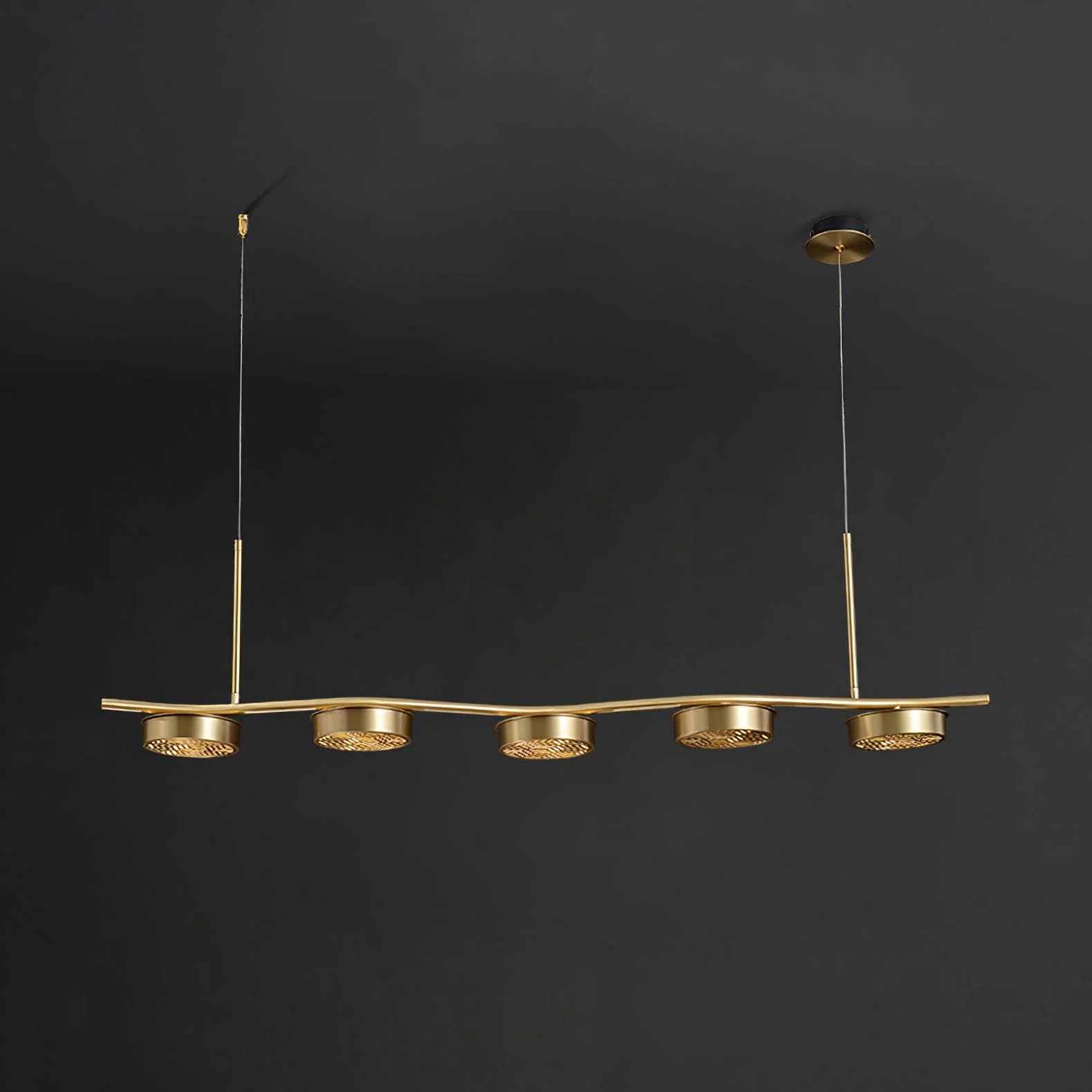 Aureus Sleek Brass Chandelier - Image 14