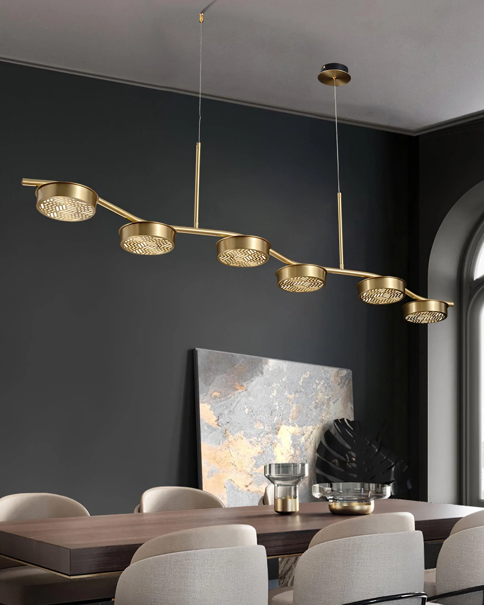Aureus Sleek Brass Chandelier - Image 19