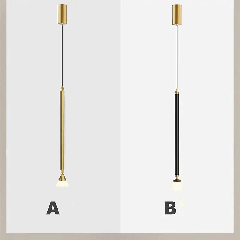 Auri Linear Metal Pendant Light Bedside, Black & Gold - Image 4