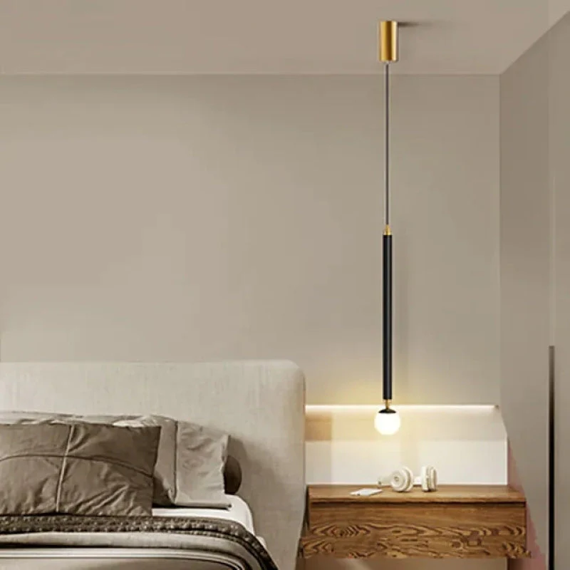 Auri Linear Metal Pendant Light Bedside, Black & Gold - Image 6