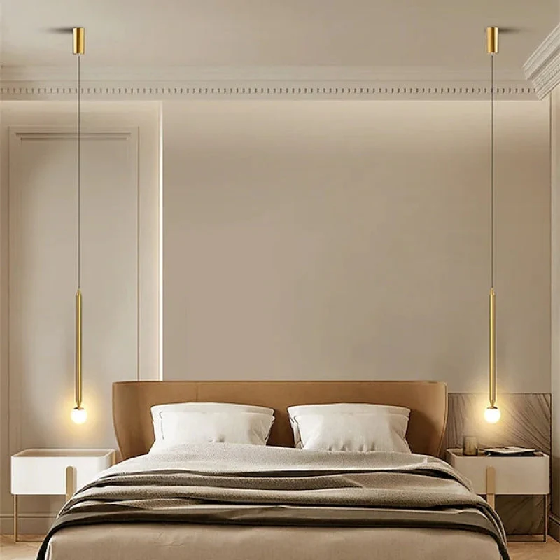 Auri Linear Metal Pendant Light Bedside, Black & Gold - Image 7