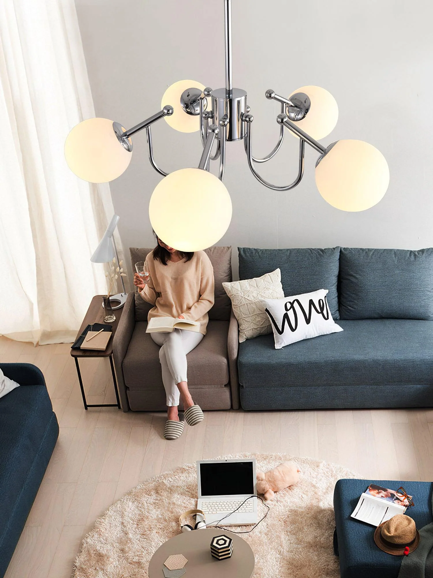 Aurora Chandelier Globe Chrome Modern - Image 10