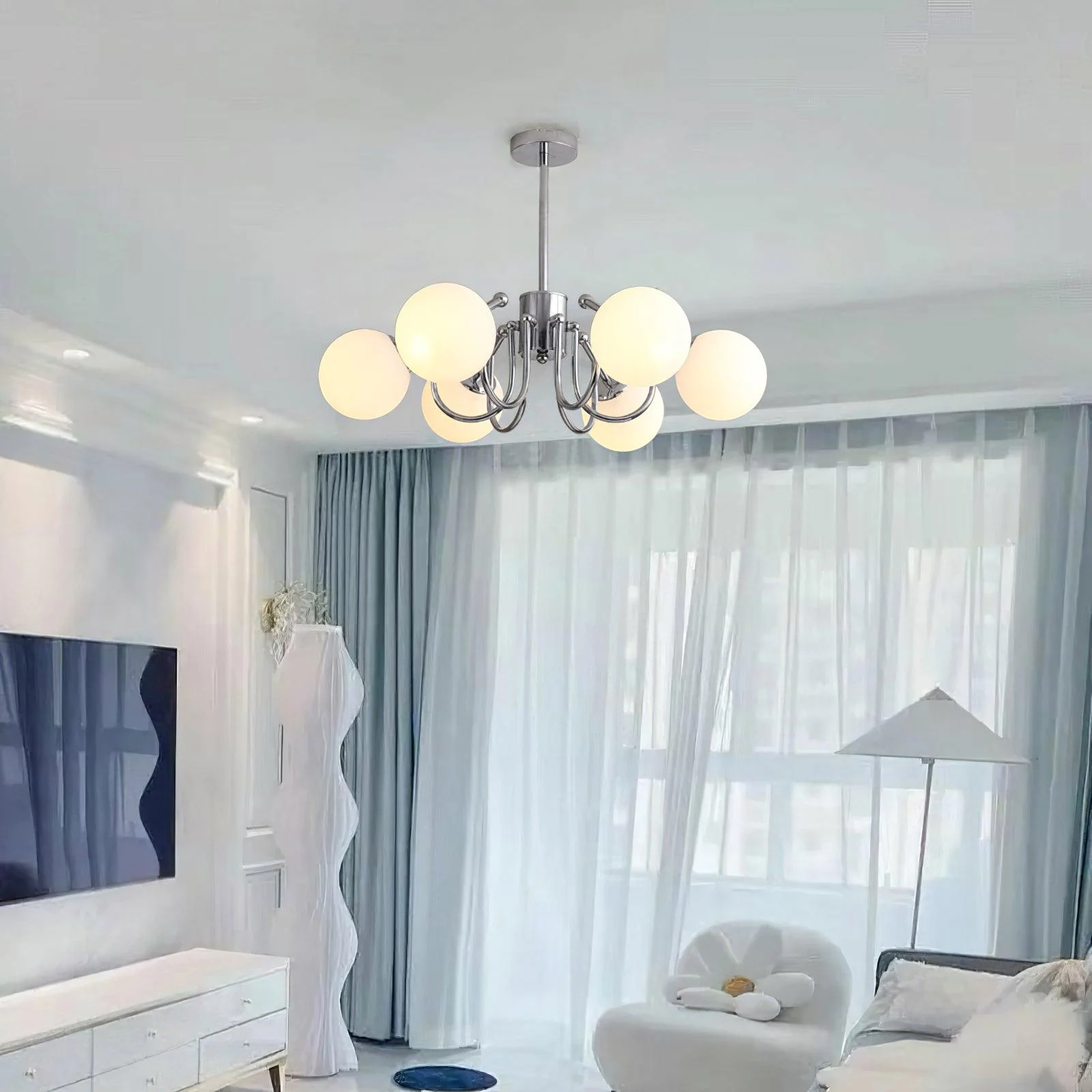 Aurora Chandelier Globe Chrome Modern - Image 24