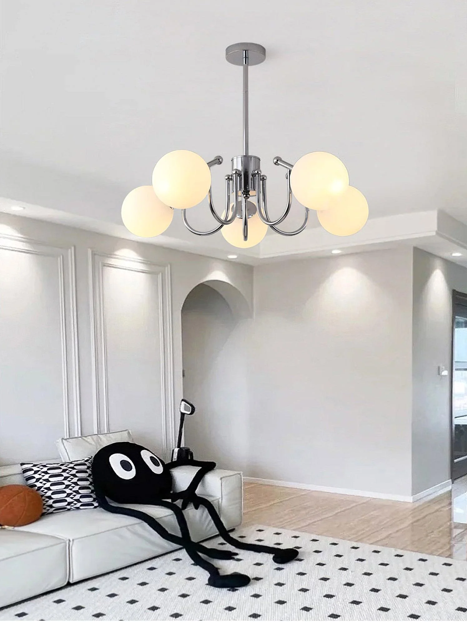 Aurora Chandelier Globe Chrome Modern - Image 34