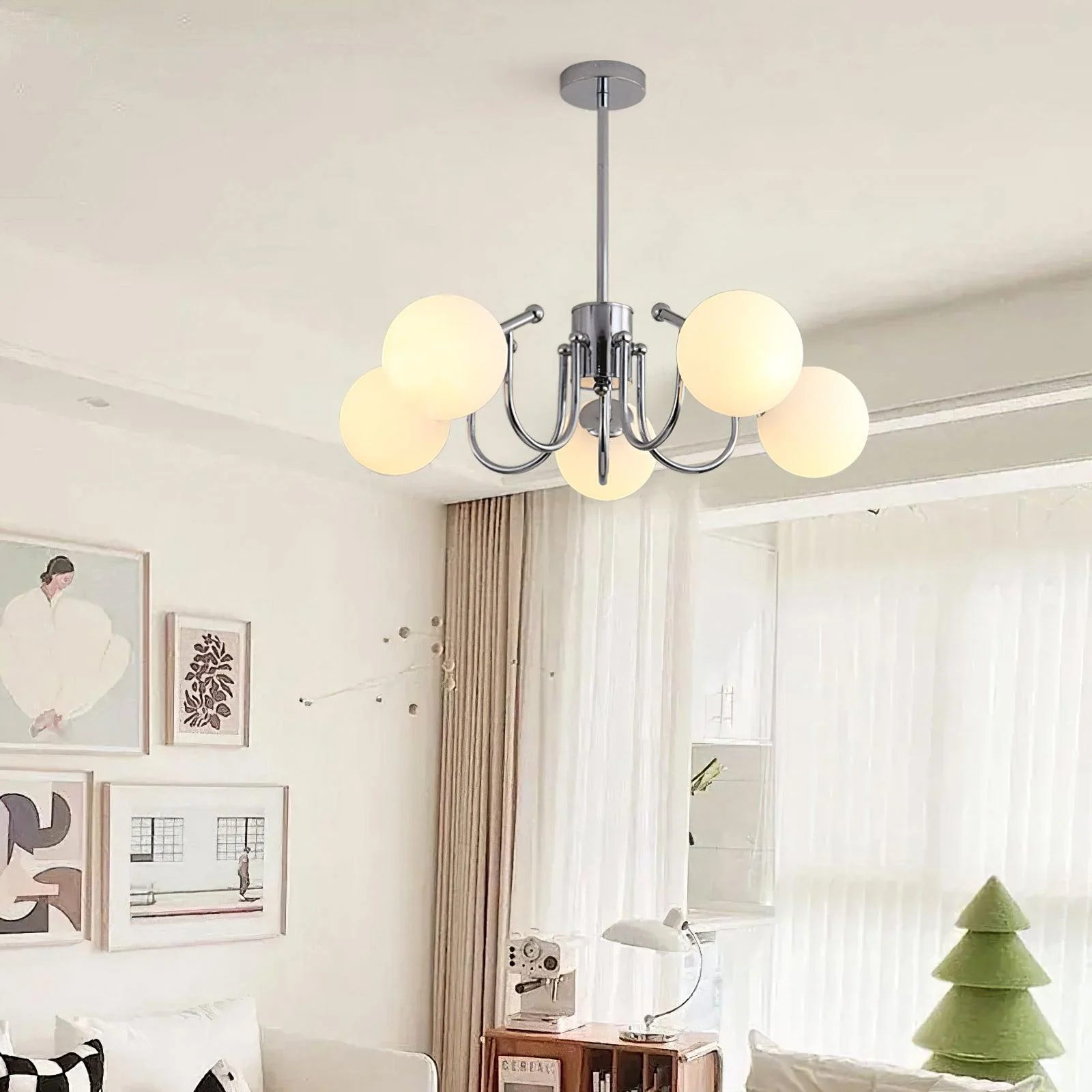 Aurora Chandelier Globe Chrome Modern - Image 4