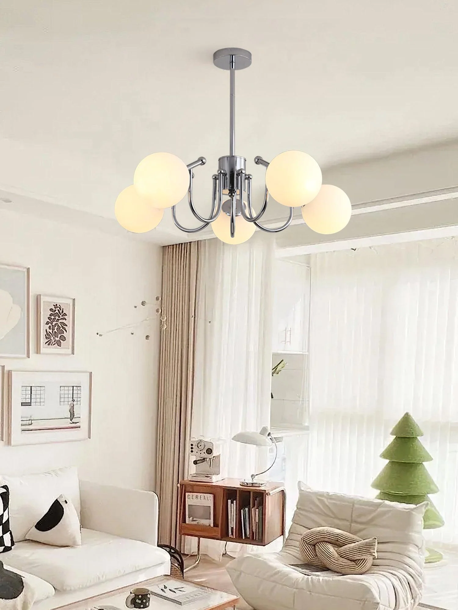 Aurora Chandelier Globe Chrome Modern - Image 8