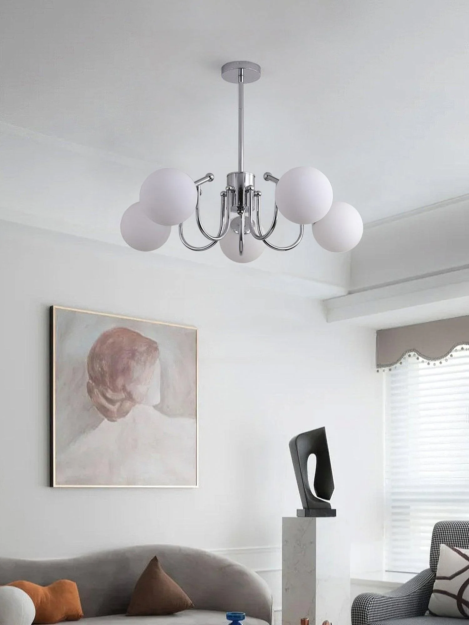 Aurora Chandelier Globe Chrome Modern - Image 9
