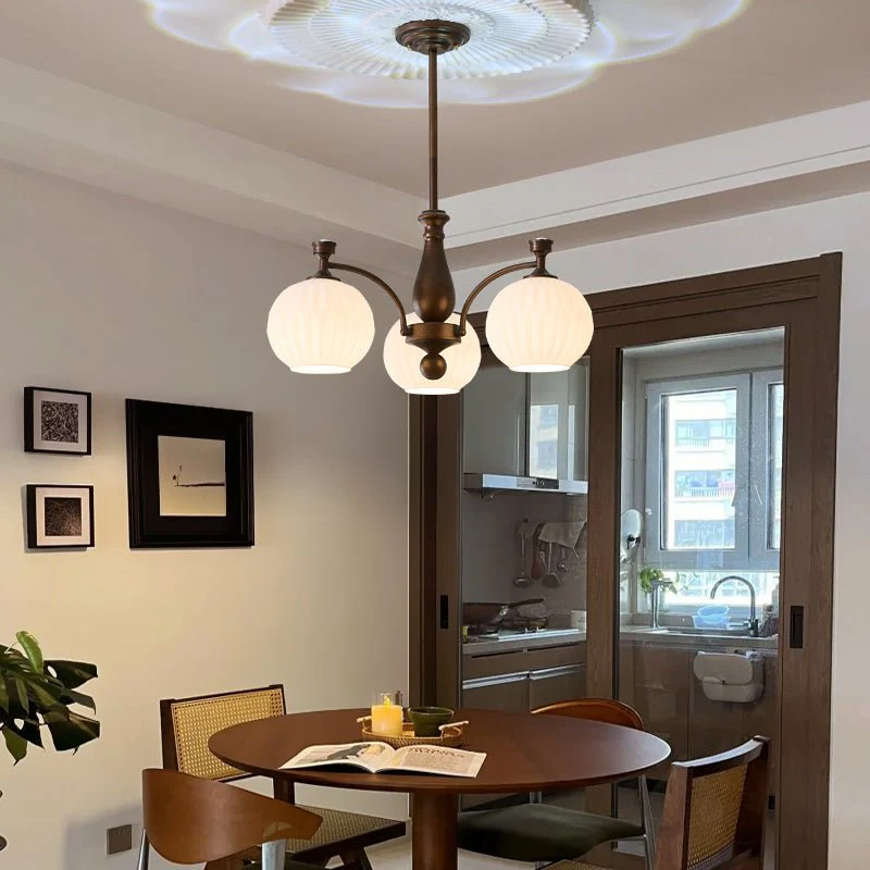 Aurora Chandelier Orb Frosted Vintage - Image 11