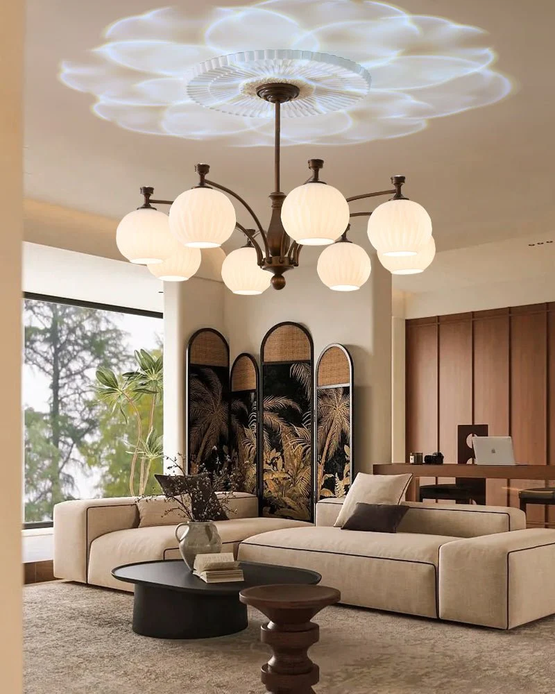Aurora Chandelier Orb Frosted Vintage - Image 13