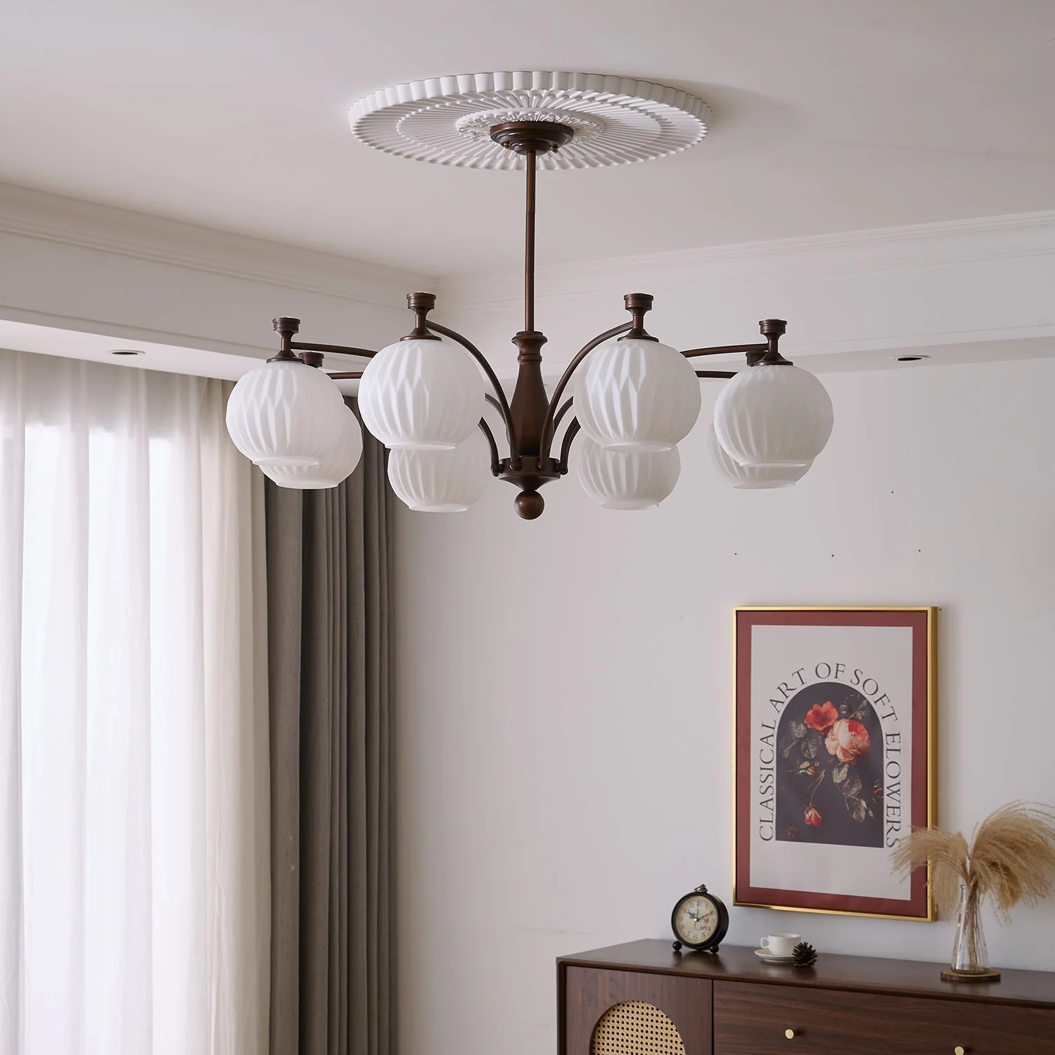 Aurora Chandelier Orb Frosted Vintage - Image 18