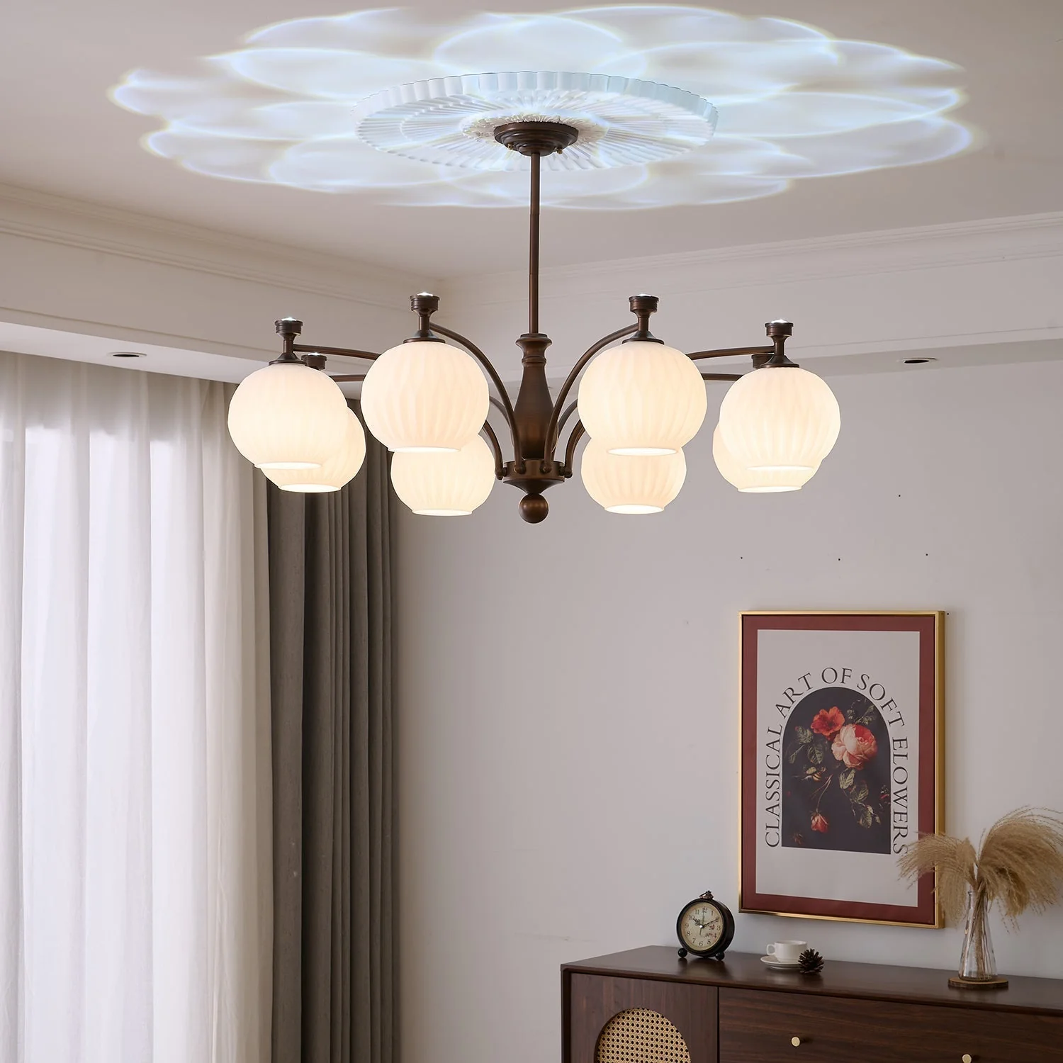 Aurora Chandelier Orb Frosted Vintage - Image 19