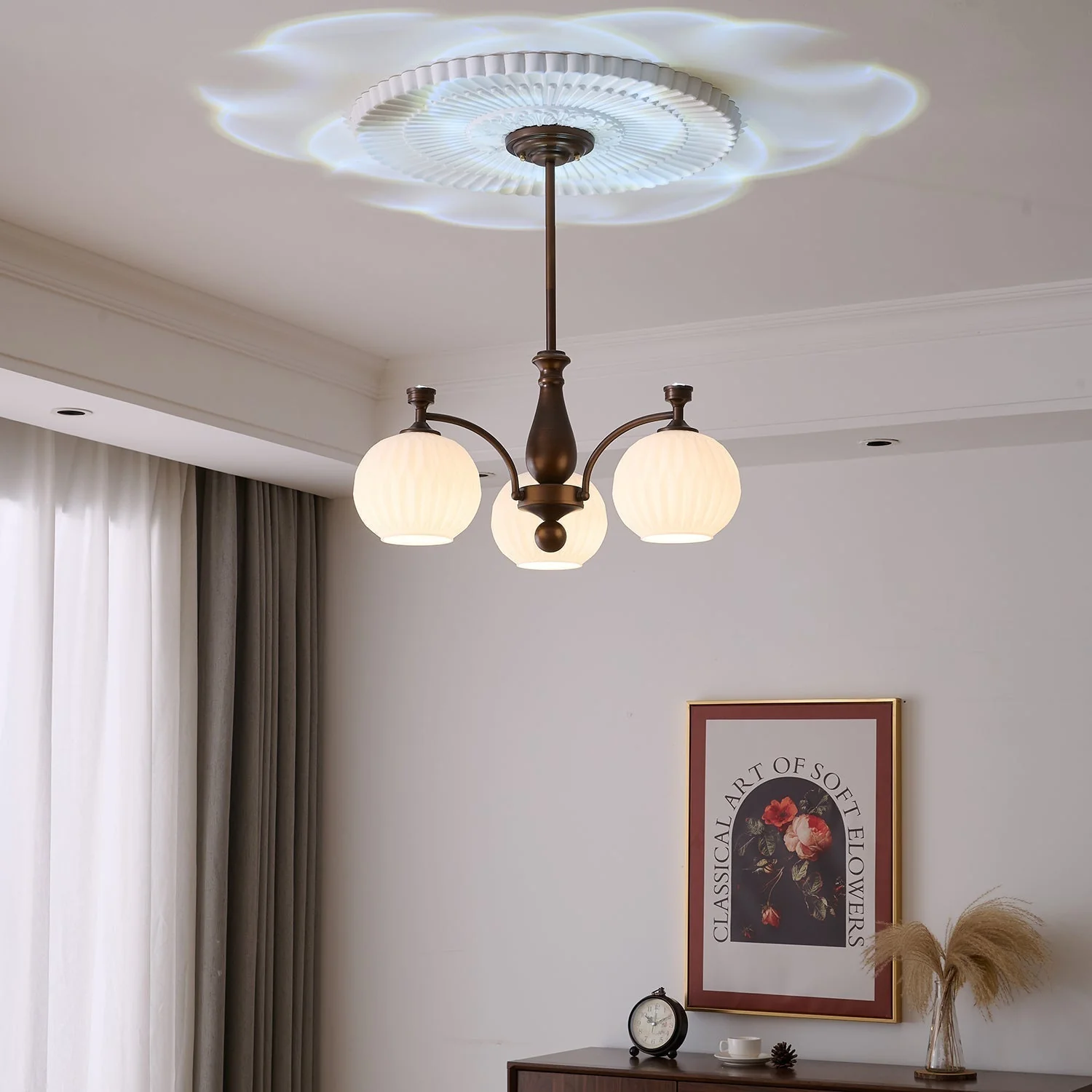 Aurora Chandelier Orb Frosted Vintage - Image 2