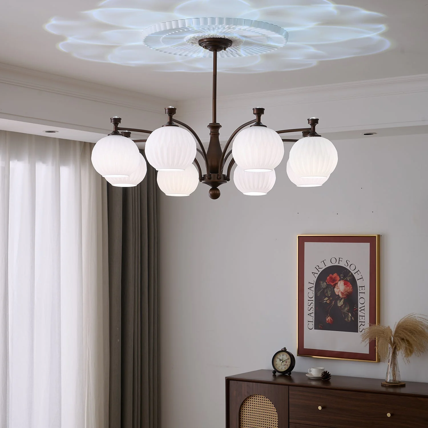 Aurora Chandelier Orb Frosted Vintage - Image 20
