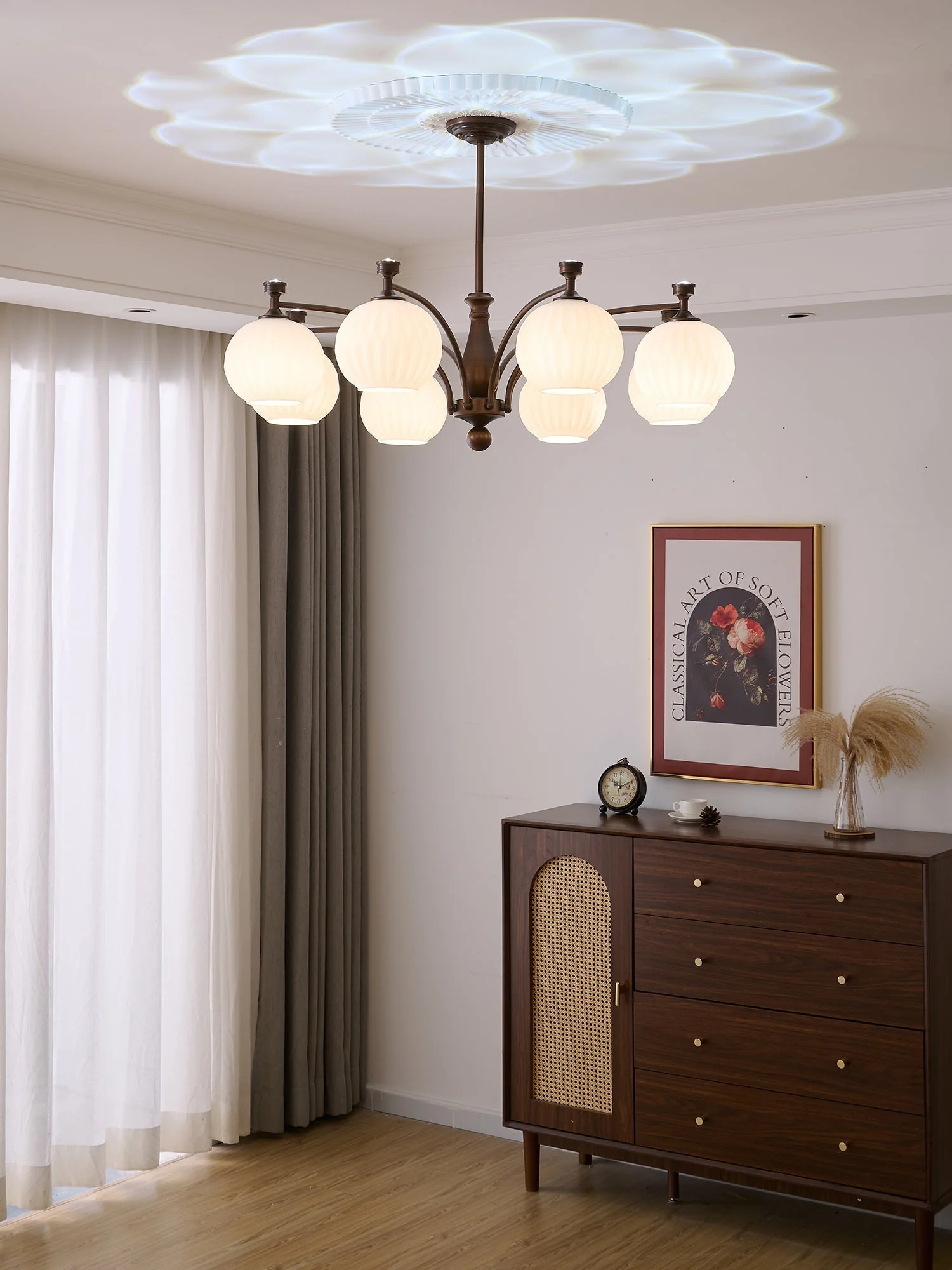Aurora Chandelier Orb Frosted Vintage - Image 21