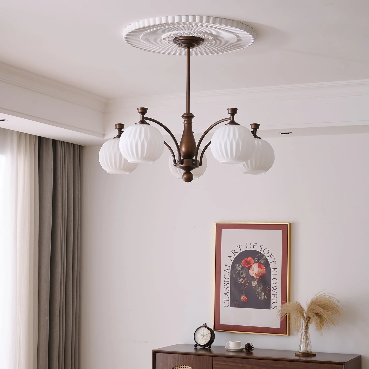 Aurora Chandelier Orb Frosted Vintage - Image 22