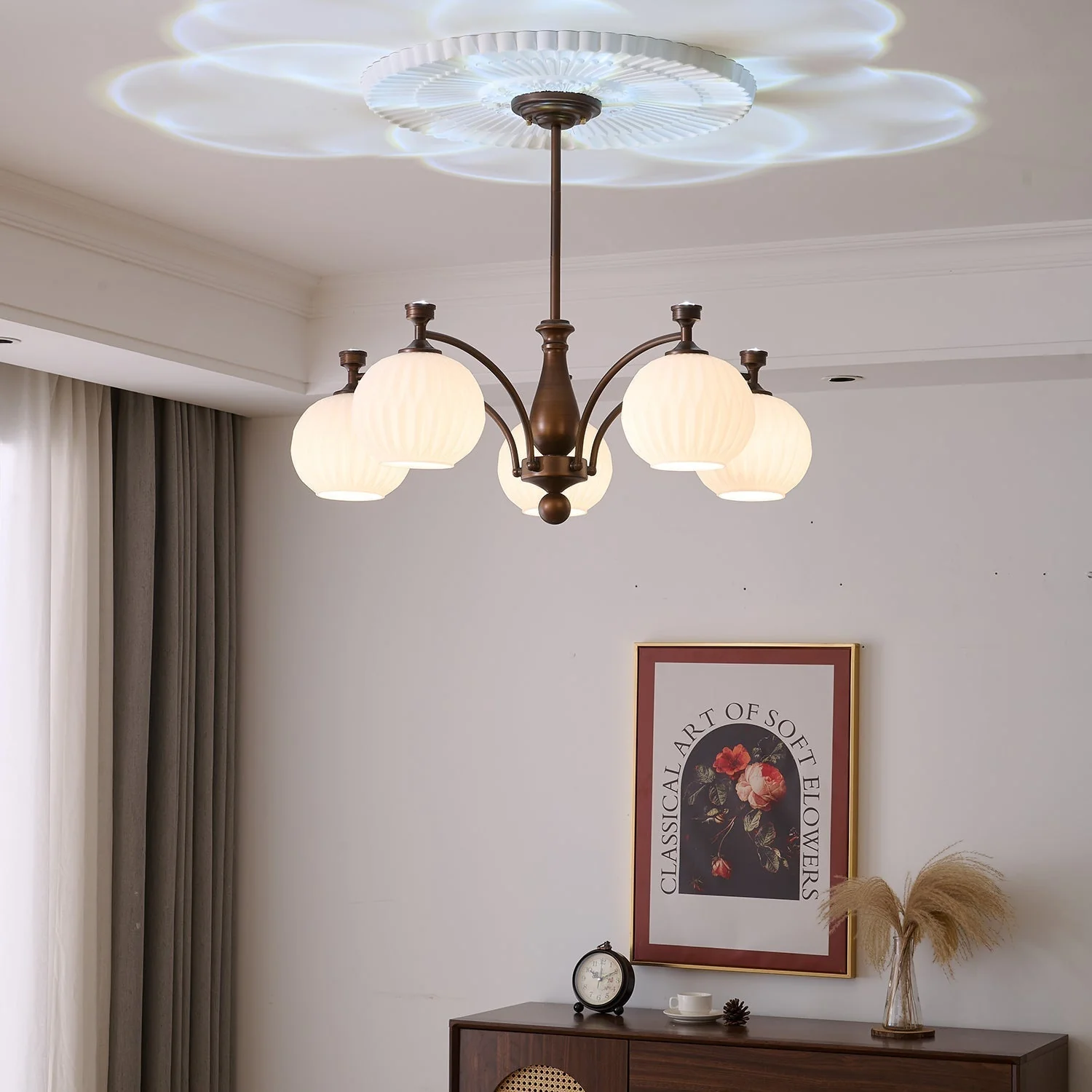 Aurora Chandelier Orb Frosted Vintage - Image 23