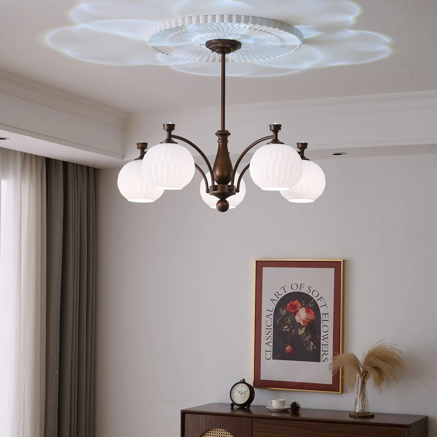 Aurora Chandelier Orb Frosted Vintage - Image 24