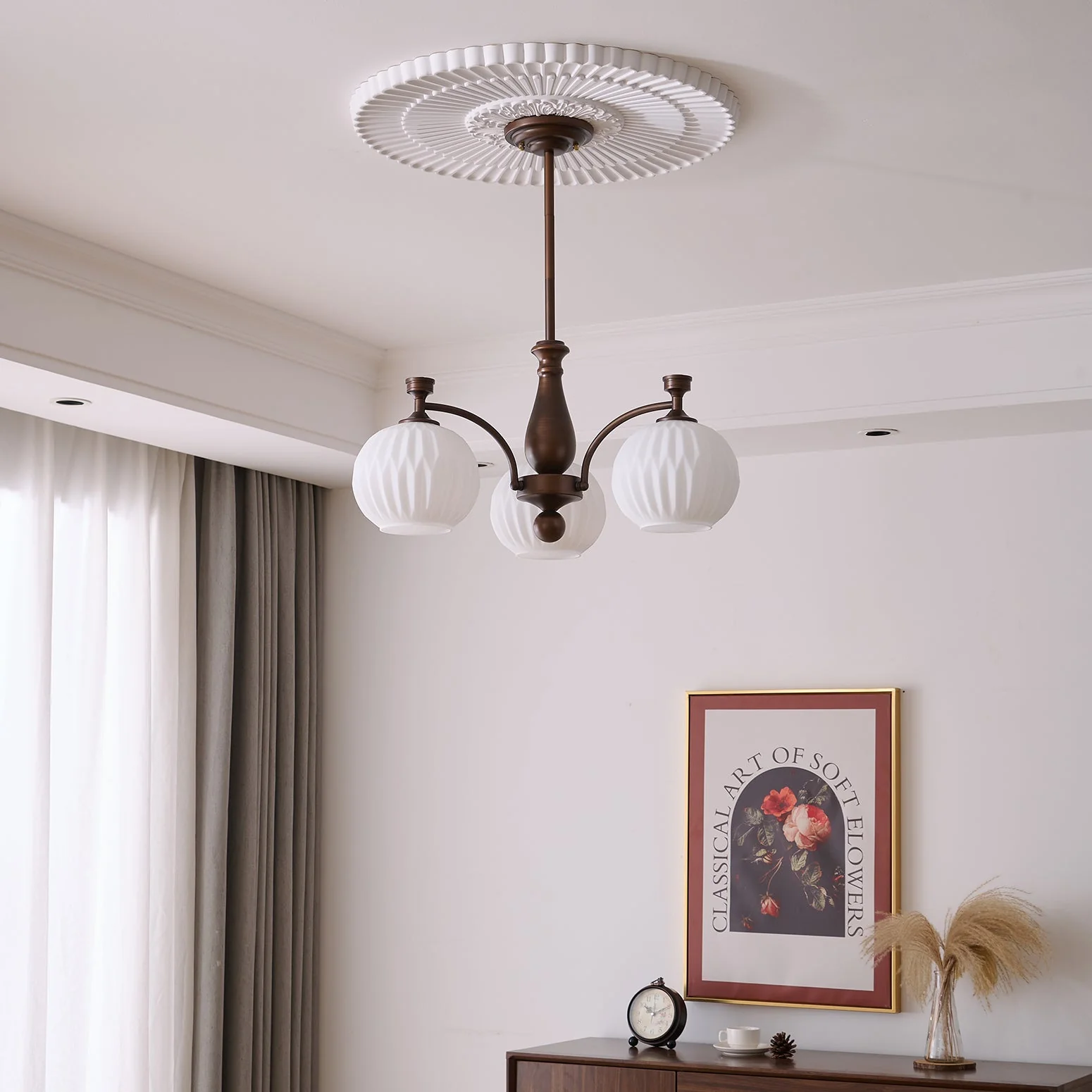 Aurora Chandelier Orb Frosted Vintage - Image 3