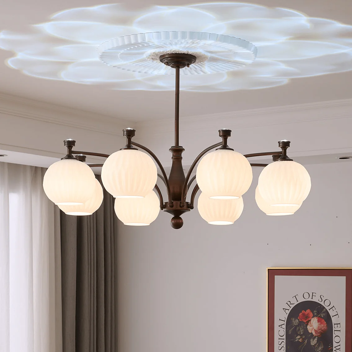 Aurora Chandelier Orb Frosted Vintage - Image 4