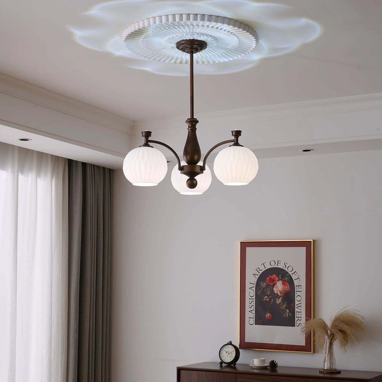 Aurora Chandelier Orb Frosted Vintage - Image 5