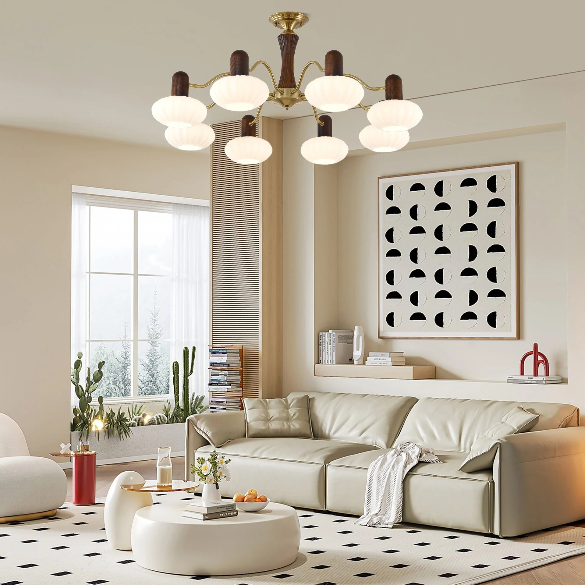 Aurora Chandelier Walnut Embrace White Finish - Image 7