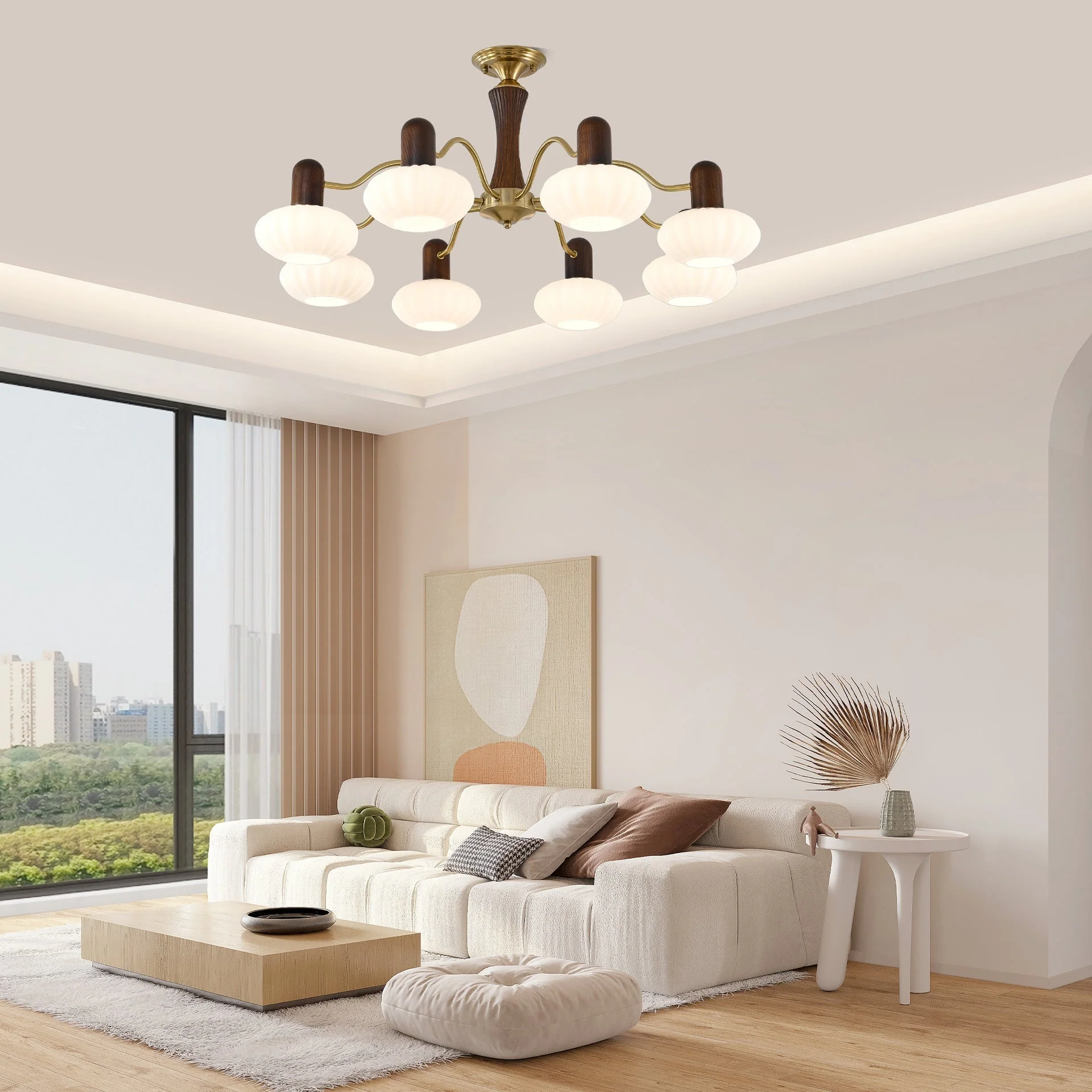 Aurora Chandelier Walnut Embrace White Finish - Image 8