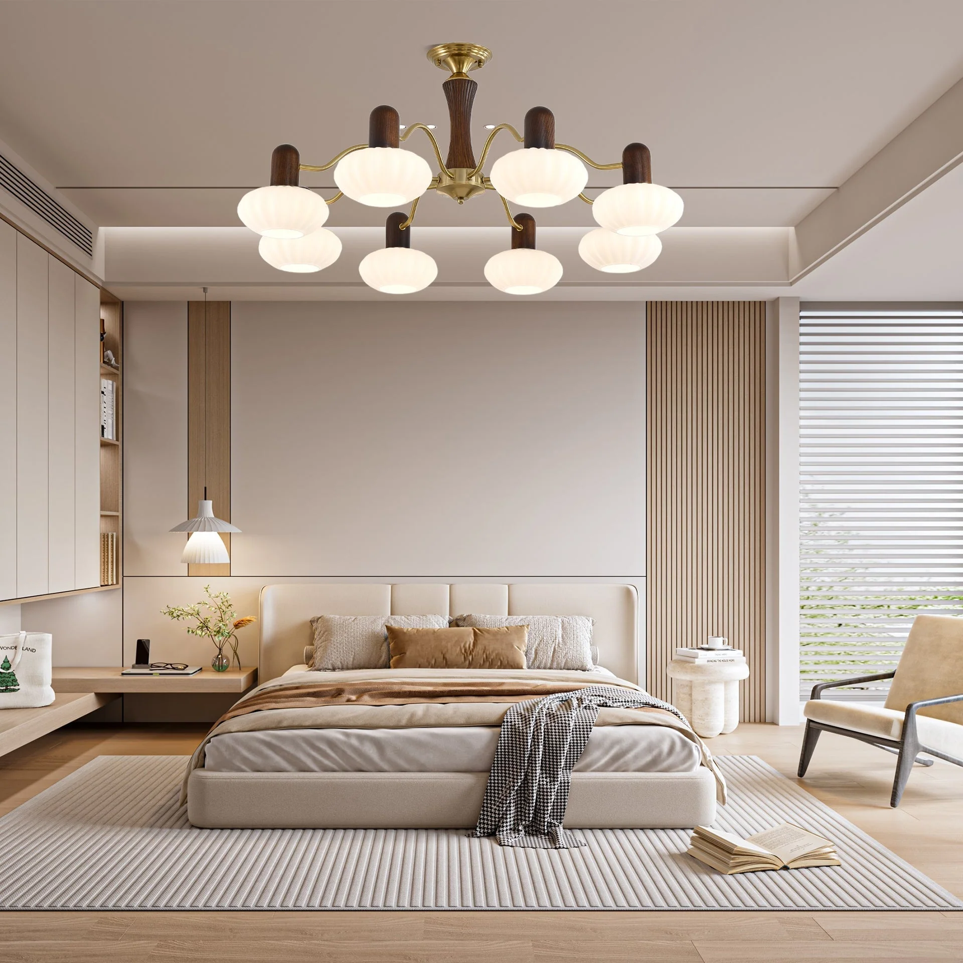 Aurora Chandelier Walnut Embrace White Finish - Image 9