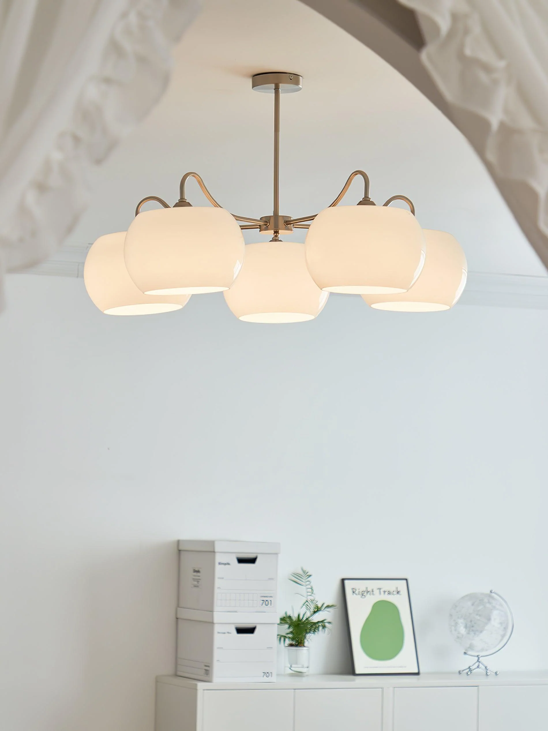 Aurora Chandelier White Glass Persimmon Shape - Image 15