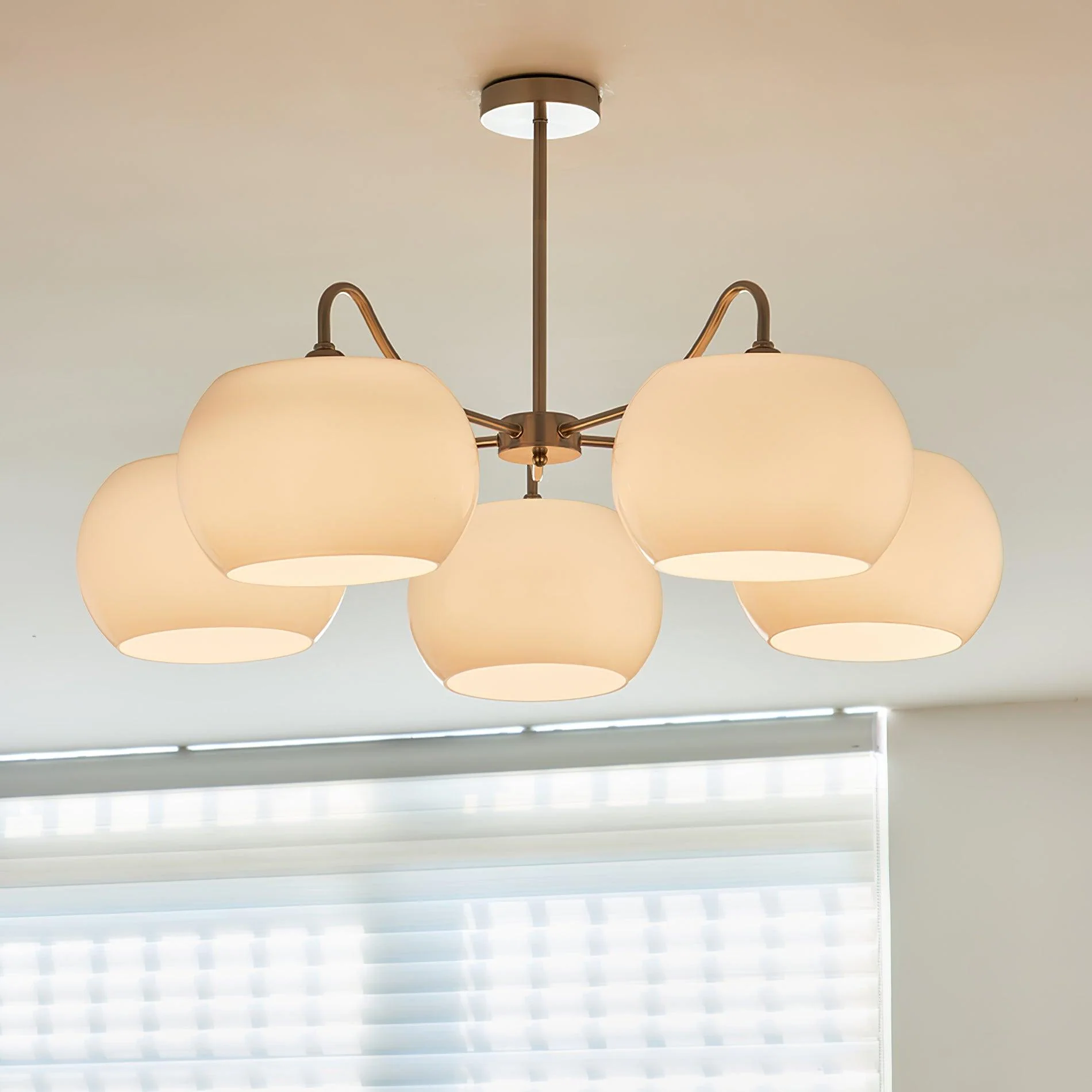 Aurora Chandelier White Glass Persimmon Shape - Image 16