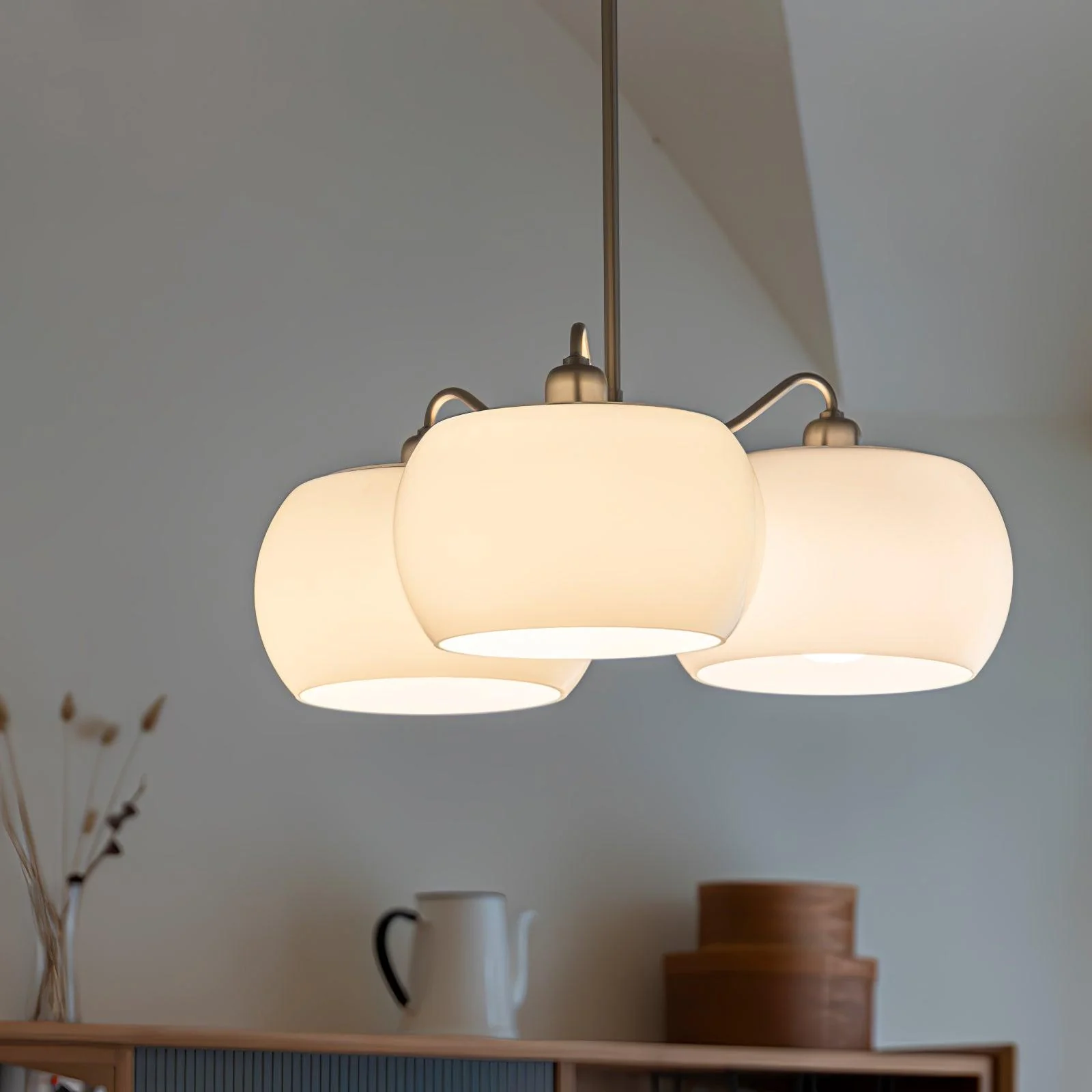 Aurora Chandelier White Glass Persimmon Shape - Image 3