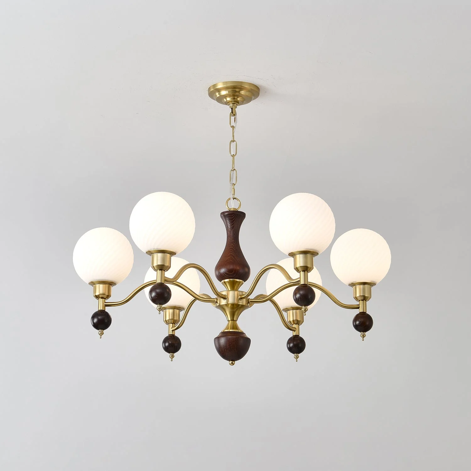 Aurora Globe Orb Walnut Chandelier - Image 11