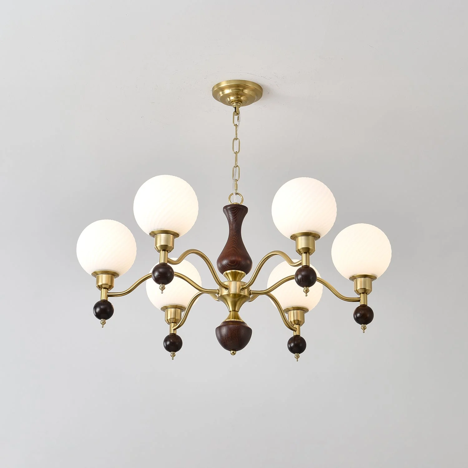 Aurora Globe Orb Walnut Chandelier - Image 13