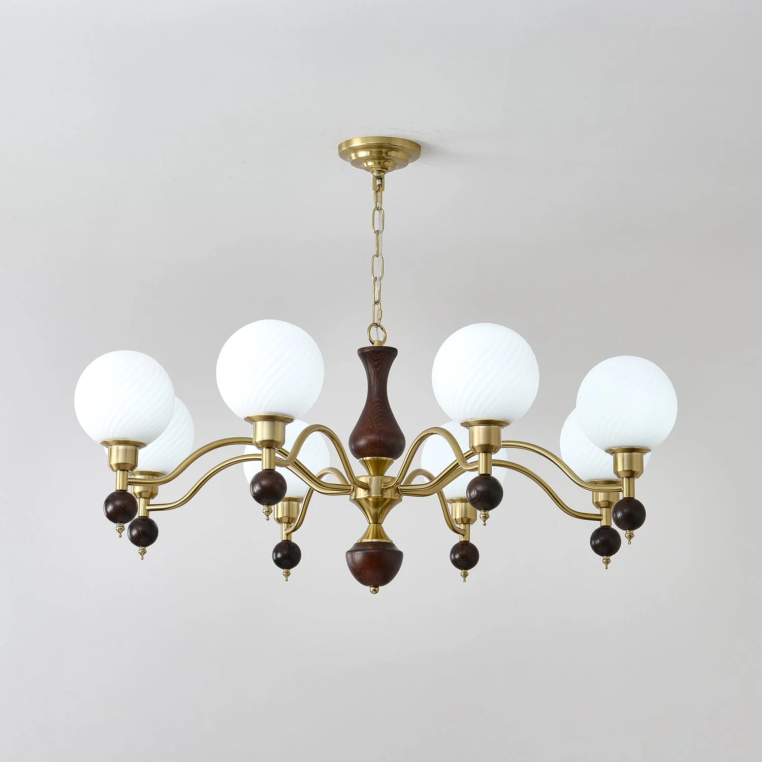 Aurora Globe Orb Walnut Chandelier - Image 14