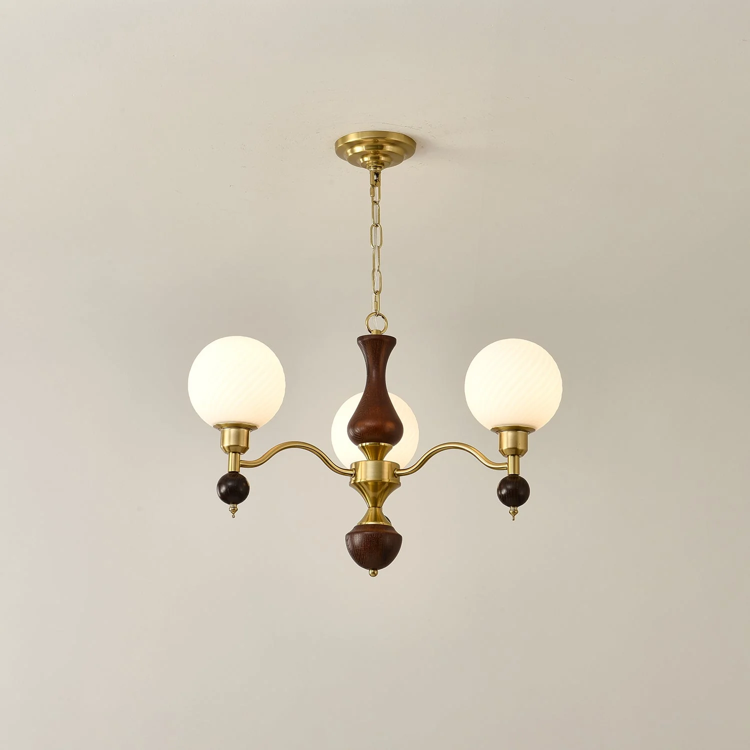Aurora Globe Orb Walnut Chandelier - Image 15