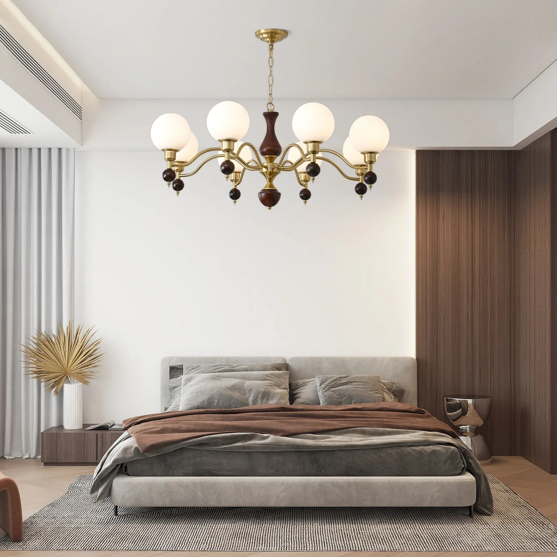 Aurora Globe Orb Walnut Chandelier - Image 16