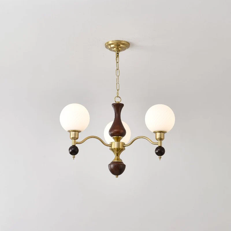 Aurora Globe Orb Walnut Chandelier - Image 17