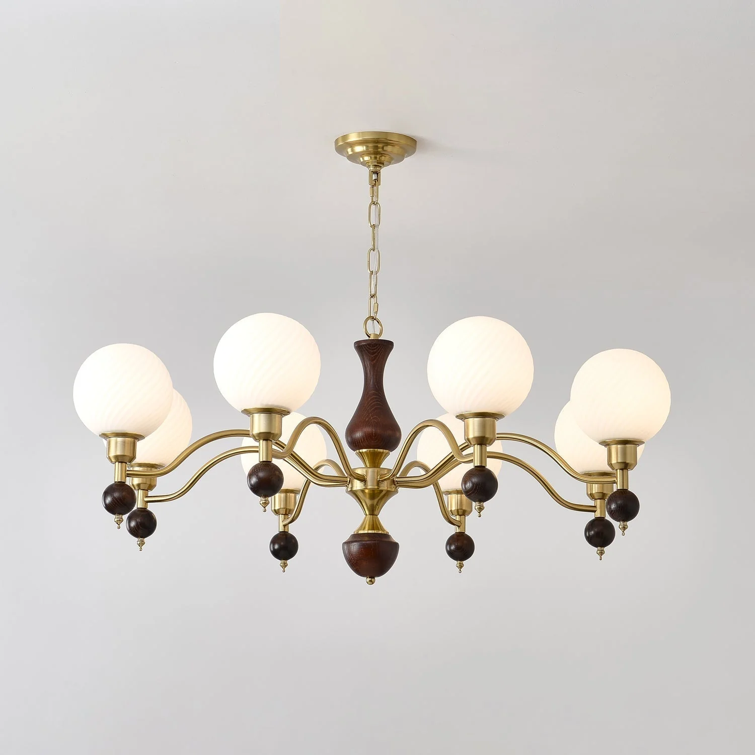 Aurora Globe Orb Walnut Chandelier - Image 19