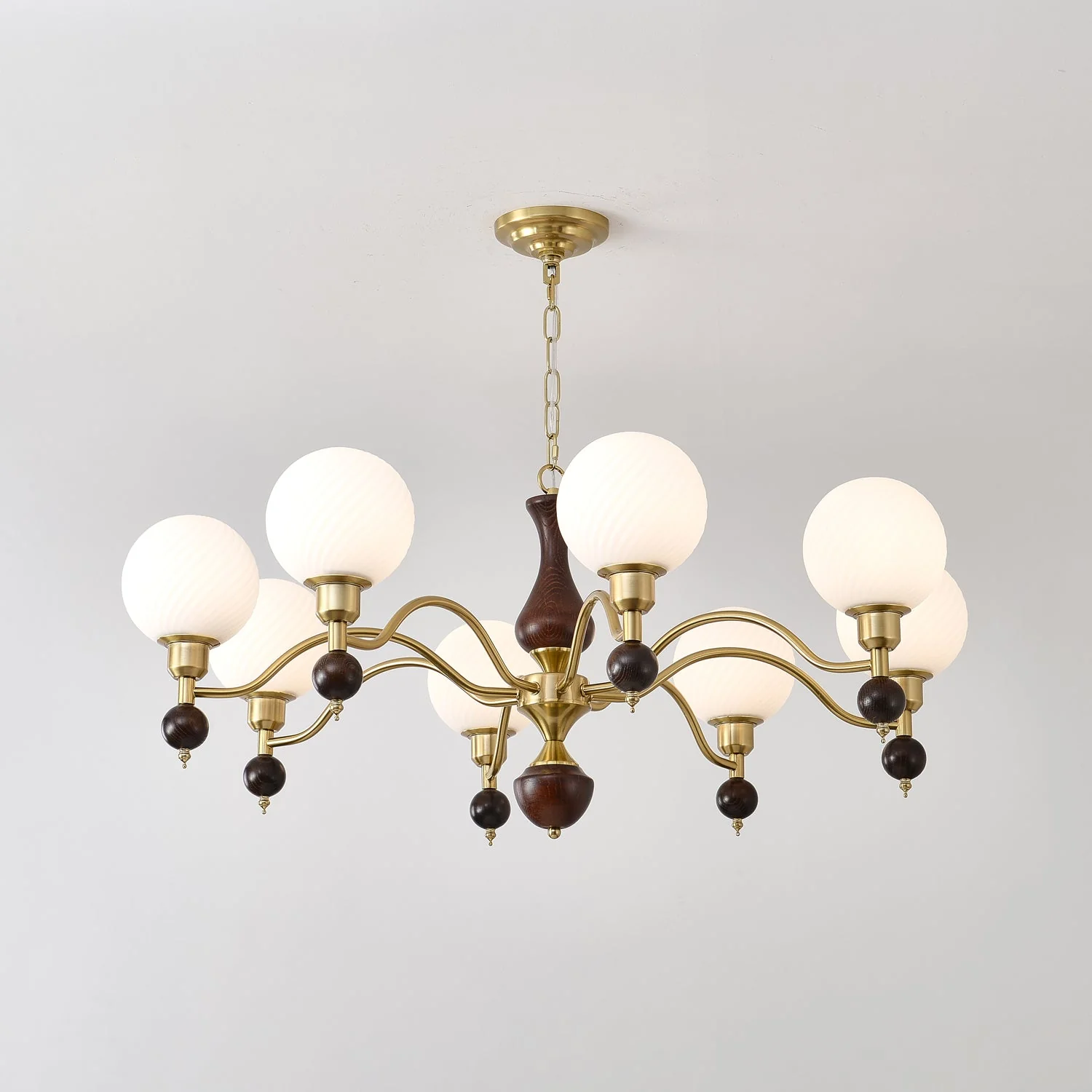 Aurora Globe Orb Walnut Chandelier - Image 22