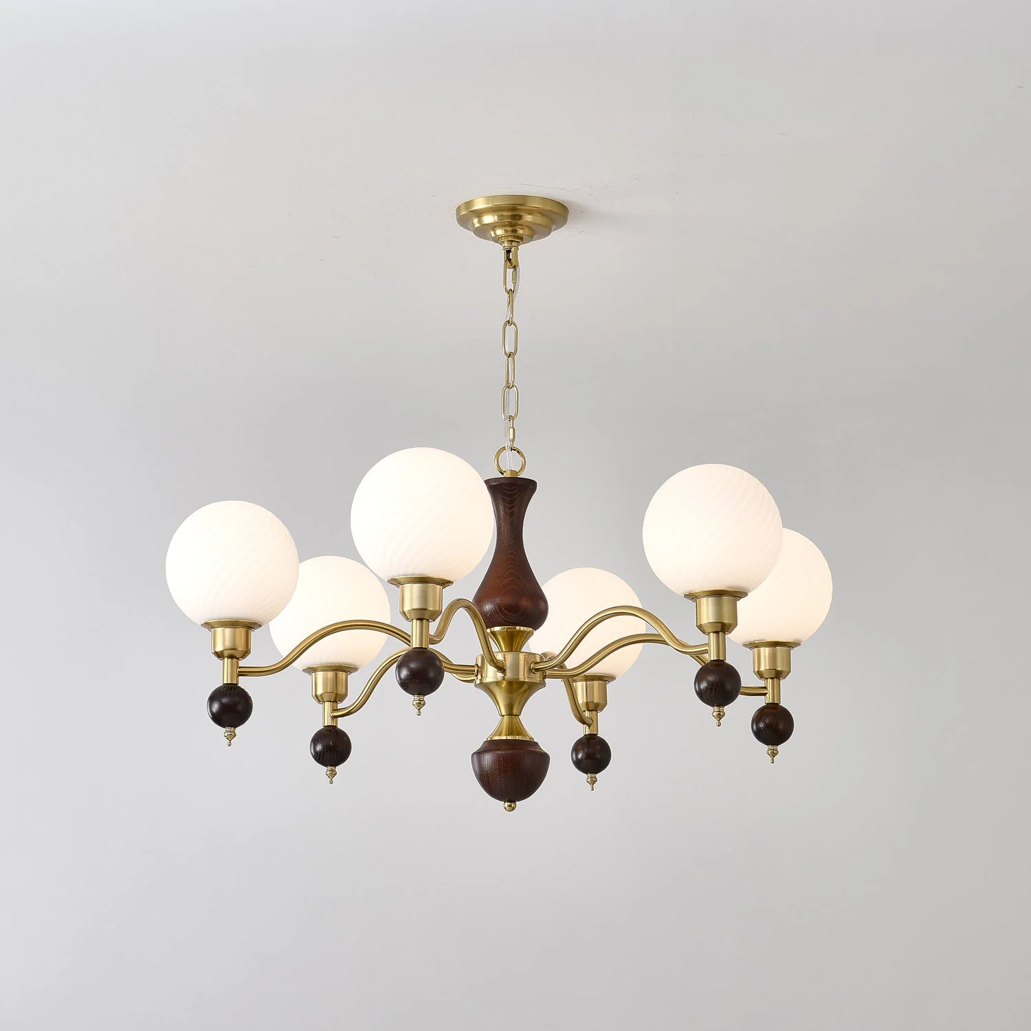 Aurora Globe Orb Walnut Chandelier - Image 23