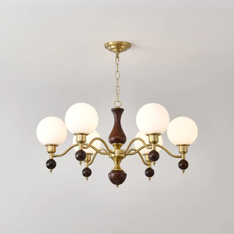 Aurora Globe Orb Walnut Chandelier - Image 25