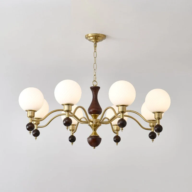 Aurora Globe Orb Walnut Chandelier - Image 26