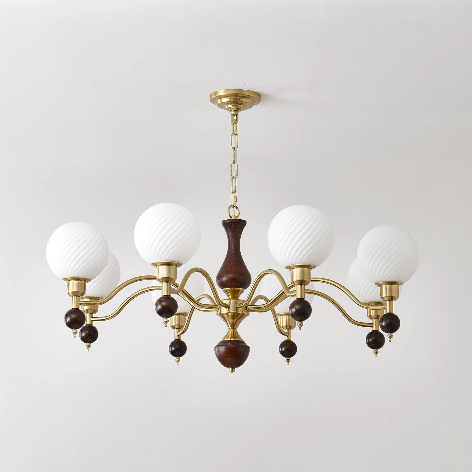 Aurora Globe Orb Walnut Chandelier - Image 27