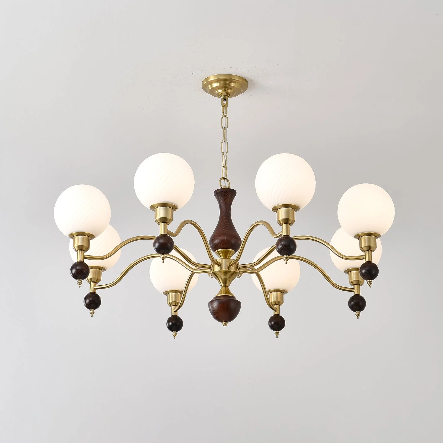 Aurora Globe Orb Walnut Chandelier - Image 28