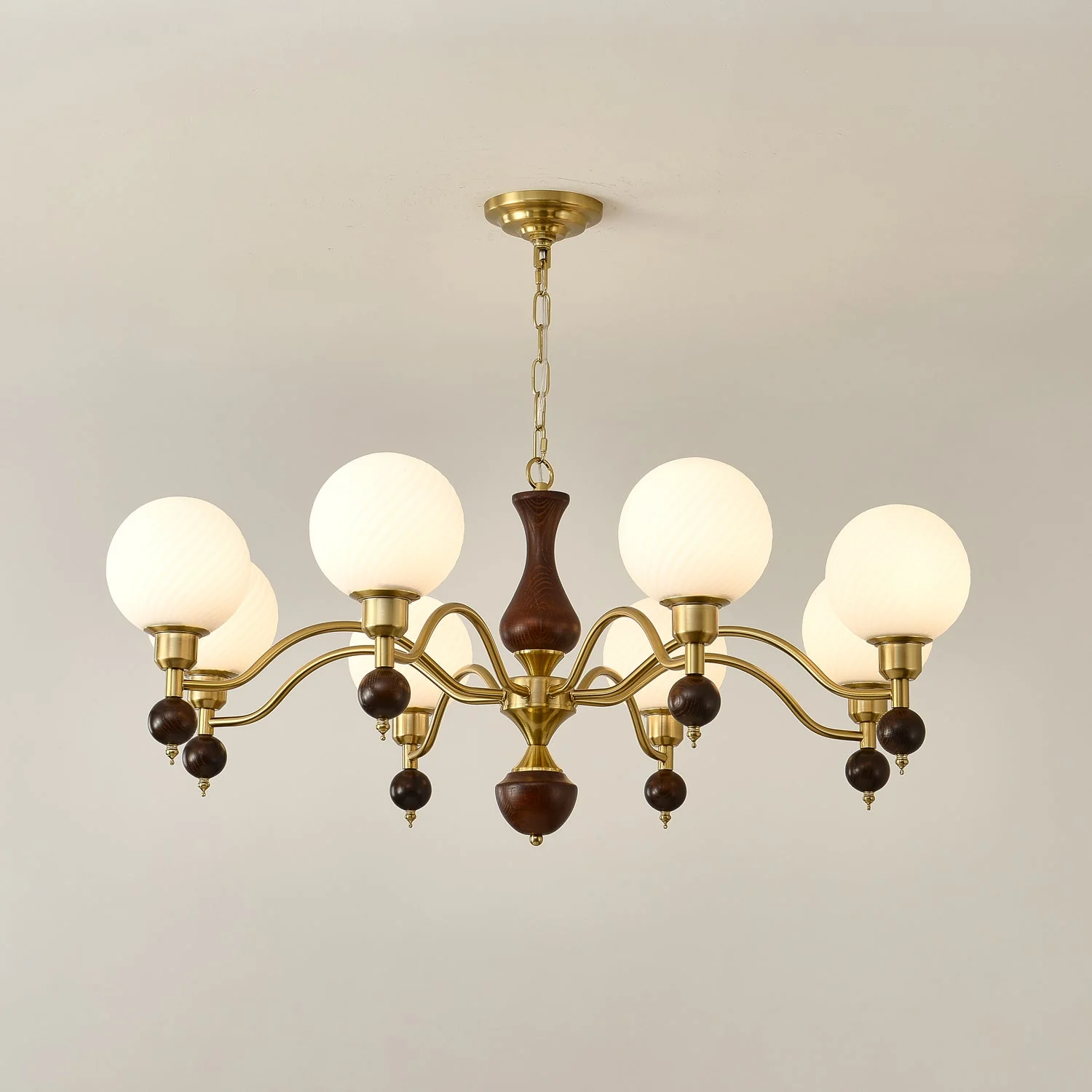 Aurora Globe Orb Walnut Chandelier - Image 31