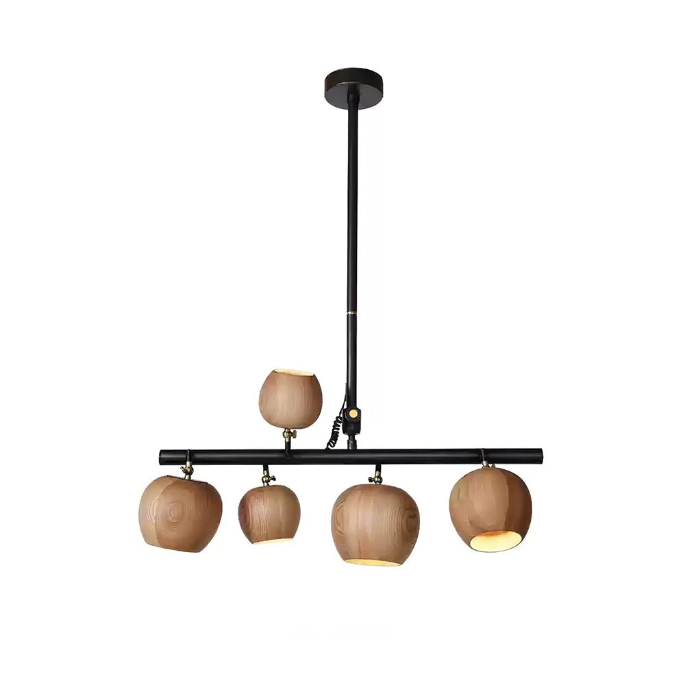 Avelira Rustic Wood Globe Linear Pendant Light - Image 10